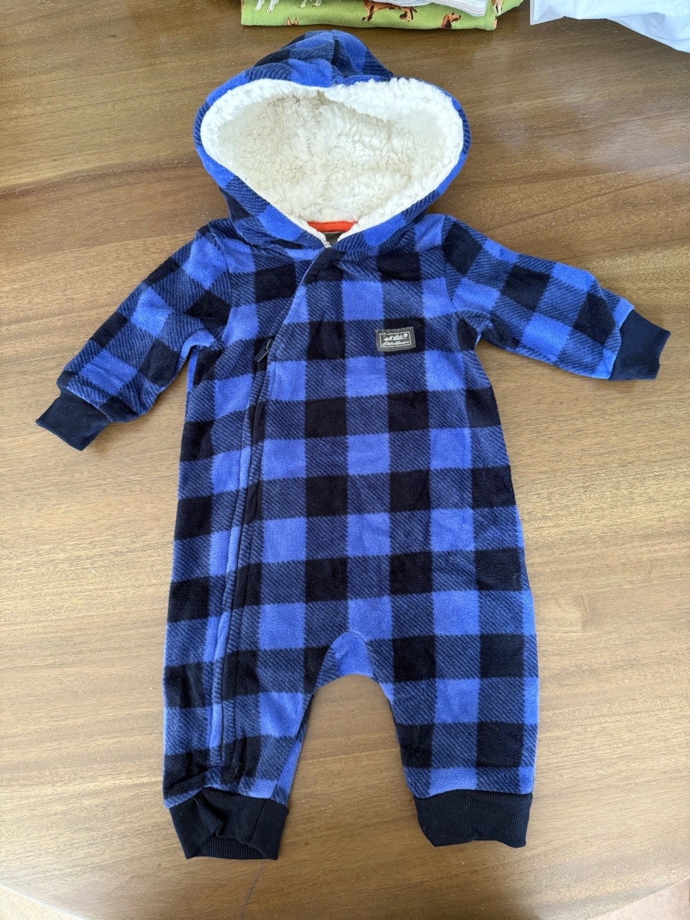 Eddie Bauer Blue and Black Buffalo Plaid Hooded One-Piece